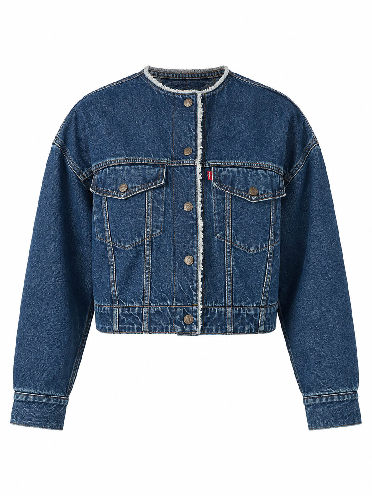 GIACCA SHERPA TRUCKER COLLARLESS CROP
