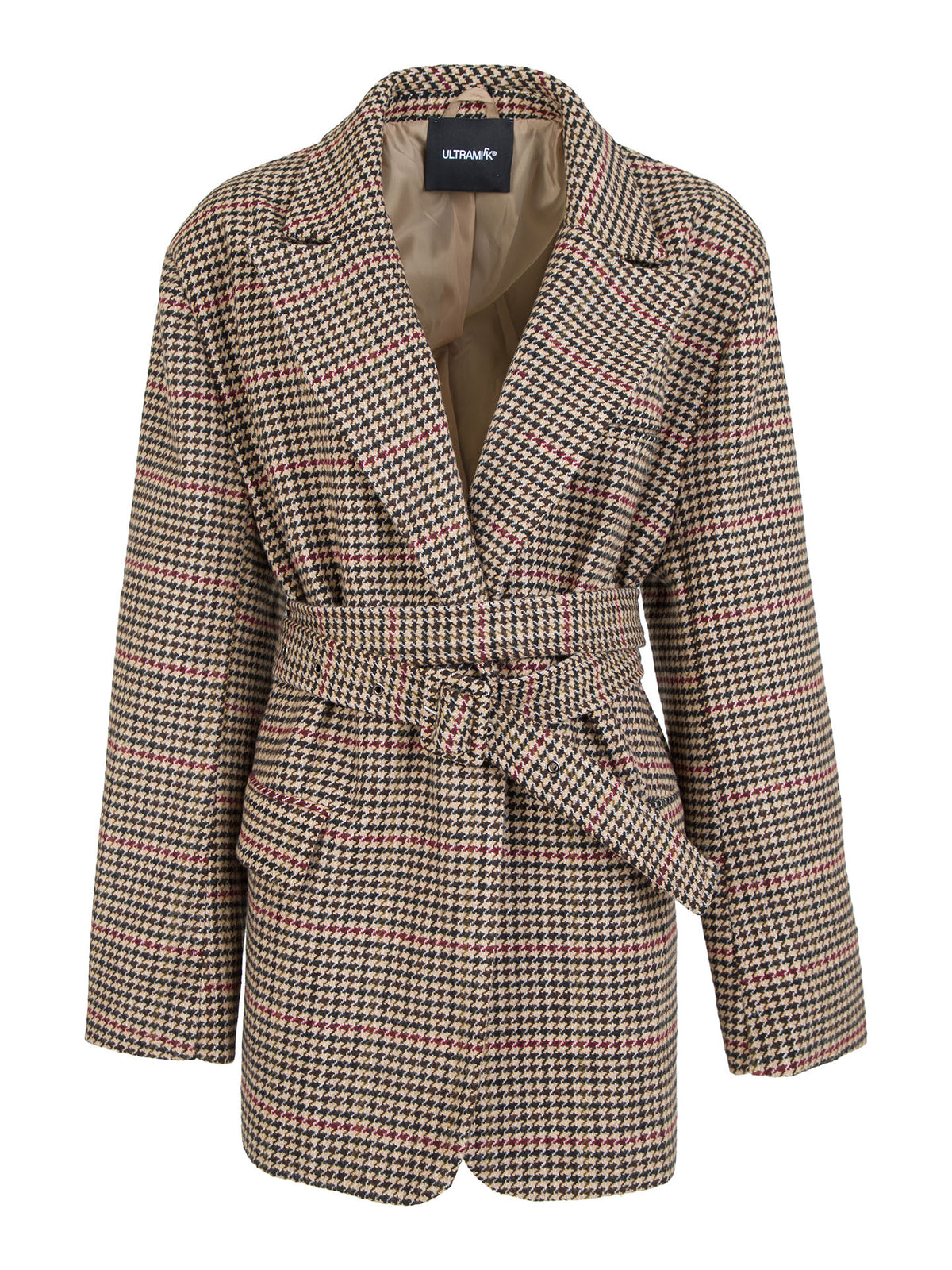 CAPPOTTO CORTO PIED DE POULLE CON CINTURA